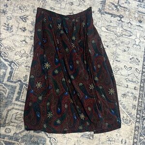 Vintage Geiger Elegant Paisley Skirt in Red and Blue